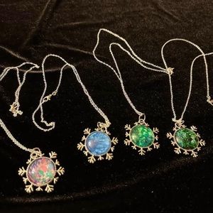 HAND PAINTED Snow Flake Necklaces by INDIANA ARTIST SUSAN OTTINGER One of Kind